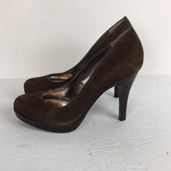 ALFANI Suede Leather Croc Embossed Stacked Heels    6.5 - Picture 12 of 13